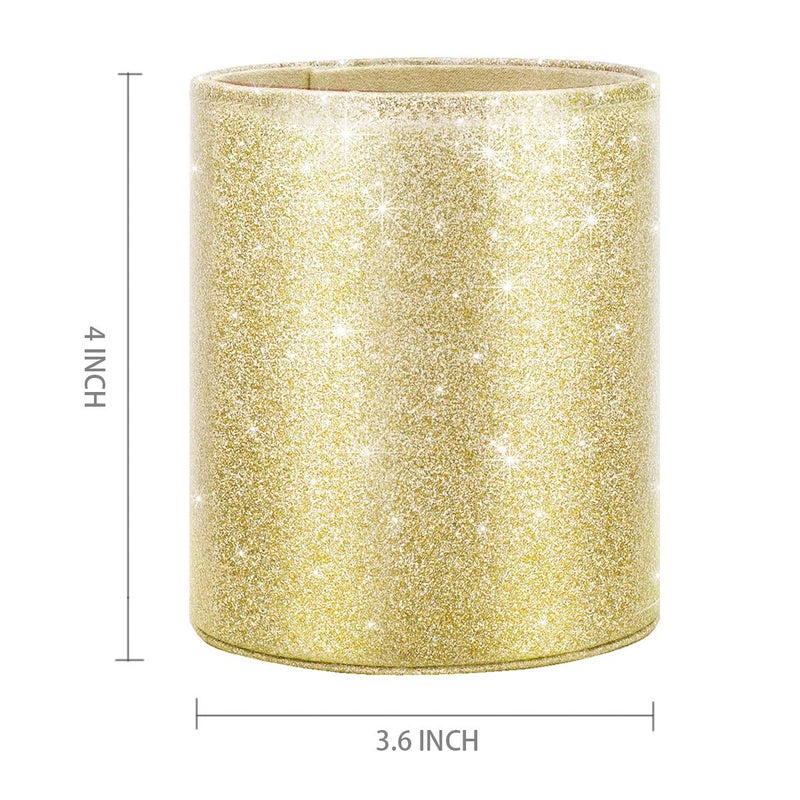 WAVEYU Gold Pencil Holder, Decorative Pens Holder for Desk, Makeup Brushes Organizer for Table, Large Pu Leather Multi-Functional Organizer Cup for Office, Classroom, Home, Champagne Gold - Image 4